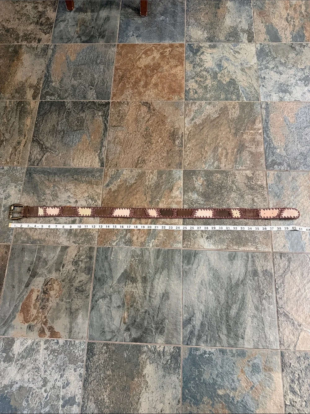 Free People Patchwork Leather Belt in Brown, Tan, Cream